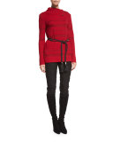 Folkloric Jacquard Cropped Pants, Caviar