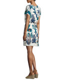 Anatolie Short-Sleeve Blouson Dress, Royal Navy
