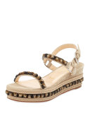 Cataclou Suede 60mm Wedge Red Sole Sandal, Sable/Corne