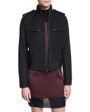 Regale Zip-Front Wool-Blend Jacket, Black