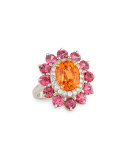 Spessartite Garnet & Pink Spinel Ring with Diamonds
