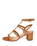 Rockstud Leather City Sandal, Light Cuir