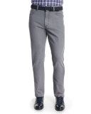 Five-Pocket Slim-Fit Denim Jeans, Light Gray