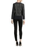 Dressy Cropped Jacket W/ Stone Trim 