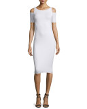 Deneuve Cold-Shoulder Bodycon Dress, White