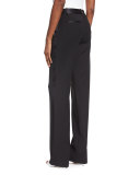 Straight-Leg Tuxedo Pants, Black