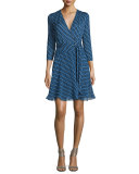 Irina Diagonal Dots Silk Wrap Dress