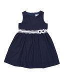 Sleeveless Smocked Poplin Dress, Blue, Size 2-6X