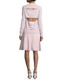 V-Neck Slash-Back Cashmere Sweater, Blush