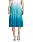 Ombre Pleated Tea-Length Skirt 