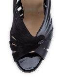 Toot Mignonne Caged Open-Toe Red Sole Bootie, Black