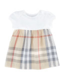 Cherrylina Cap-Sleeve Play Dress, Pale Trench Check