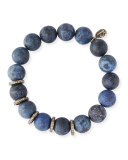 12mm Matte Dumortierite Bracelet with Diamonds