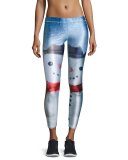 Snowman Cropped Performance Leggings