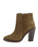 Cloee Suede Ankle Boot, Deep Olive