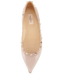 Rockstud Patent Ballerina Flat, Black