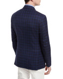 Plaid Two-Button Jacket, Navy
