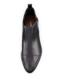 Alie Leather Cap-Toe Bootie, Black