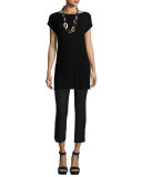Cap-Sleeve Bateau-Neck Tencel® Ribbed Tunic