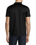 Short-Sleeve Jersey Button-Front Shirt, Black