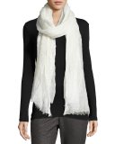 Boiled Linen Foil-Print Scarf, Multi