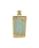 Antiquity Carved Pre-Colombian Jade Pendant with Diamonds