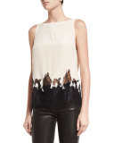 Marge Draped-Back Lace-Hem Silk Top