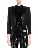 Structured-Shoulder Spencer Jacket, Black