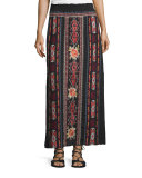 Zona Embroidered Maxi Skirt, Black