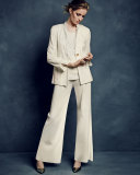 Washable Wide-Leg Pants, Cream 