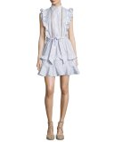Mia Striped Shirting Dress, Navy