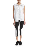 Colorblock Cycling Capri Pants, White/Black