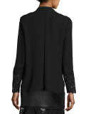 Nicola Lace-Trim Pleated Silk Blouse