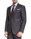 Wool Striped Two-Piece Suit, Charcoal
