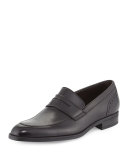 Calf Leather Penny Loafer, Black