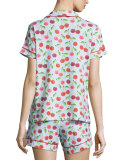 Sweet Cherry Printed Shorty Pajama Set