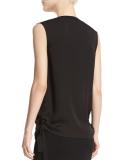 Ruched Tie-Side Silk Tank