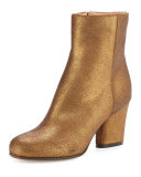 Metallic Suede 70mm Ankle Boot, Bronze