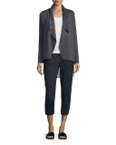 Julianne Knit Jacket w/ Mesh Hem, Charcoal Melange