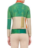 Cropped Flower-Farm Printed Zip Jacket, Multi