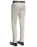 Cashmere-Blend Flat-Front Trousers, Tan