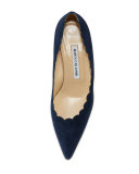 Srilasca Scalloped Suede Pump, Navy