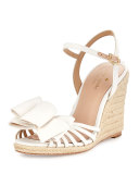 biana grosgrain bow wedge sandal, ivory