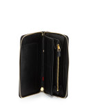 Textured Leather Travel Wallet, Black (Nero)
