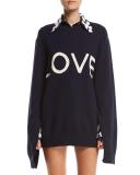 Love Oversized Crewneck Sweater, Navy
