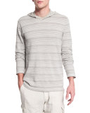 Textured Stripe Long-Sleeve Hooded Sweater, Flint