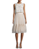 Sleeveless Embellished Crop Top, Petal Pink
