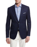 Plaid Two-Button Jacket, Navy