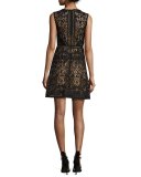 Sleeveless Lace A-Line Dress, Black