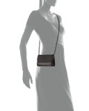 Crocodile Triple-Gusset Mini Crossbody Bag, Black Matte